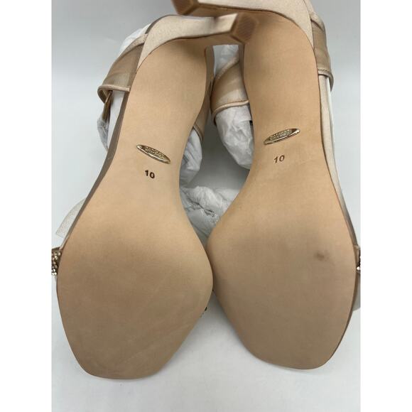 Badgley Mischka Jessica Heeled Sandal Nude Satin Women's Size 10. - Picture 3 of 12